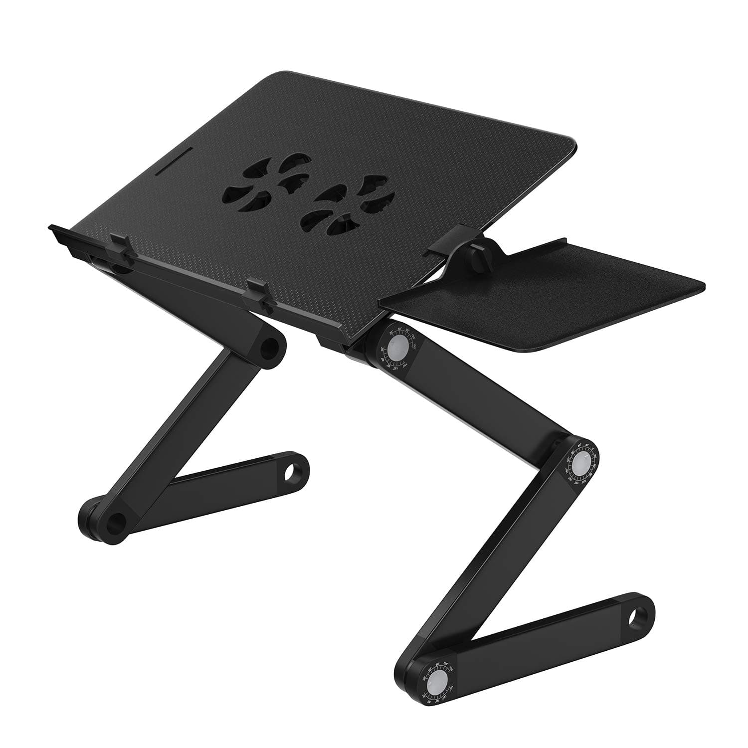 HUANUO Adjustable Ergonomic Tabletop Portable Laptop Stand for Bed and Sofa with 2 CPU Cooling Fans, Removable Mouse Board (Black)