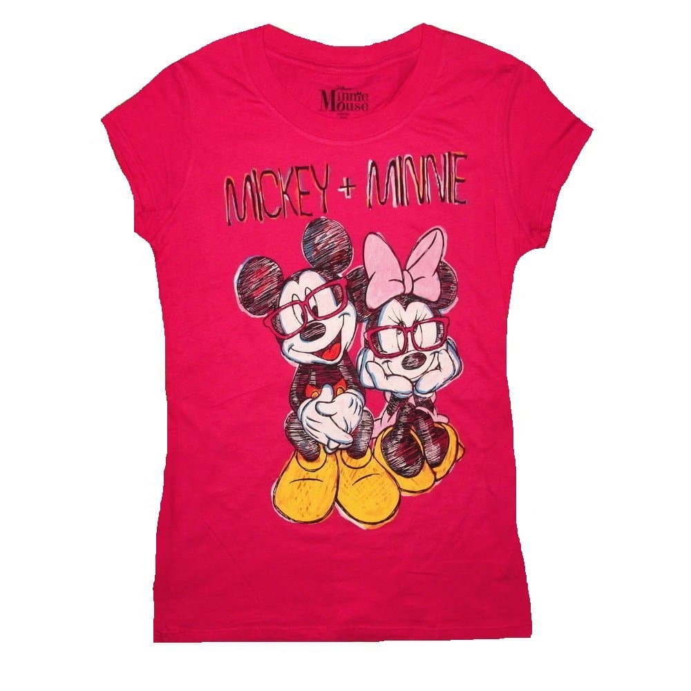 Disney Junior's Mickey & Minnie Mouse "Ready for School" T-Shirt (Large, Hot Pink)
