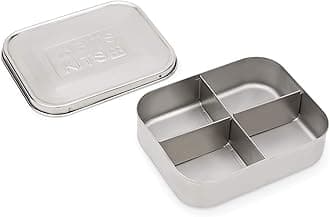 Bits KitsStainless Steel Bento Box Lunch and Snack Container for Kids and Adults, 4 Sections
