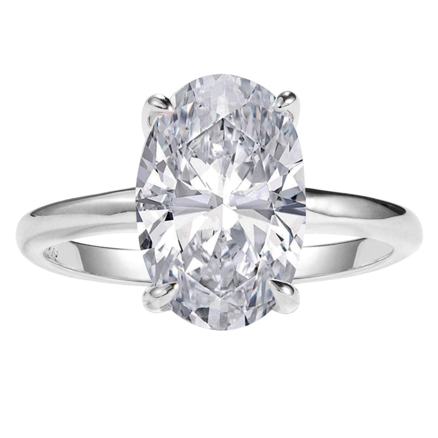 3.5ct Oval Solitaire Engagement Ring Thin Band in Sterling Silver 925 Size 4-9
