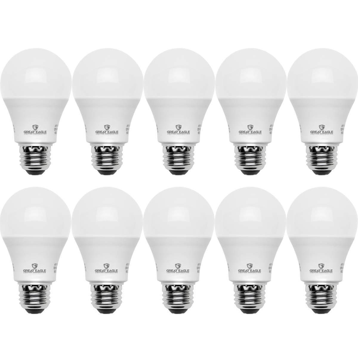 GREAT EAGLE LIGHTING CORPORATION A19 LED Light Bulb, 12W (75W Equivalent), UL Listed, 2700K (Warm White), 1050 Lumens, Non-dimmable, Standard Replacement (10 Pack)