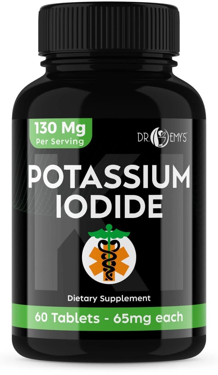 Potassium Iodide Pills Tablets - 1-Pack 130mg Servings Total of 60 Tablets- Dr Emys Potassium Iodide Tablets