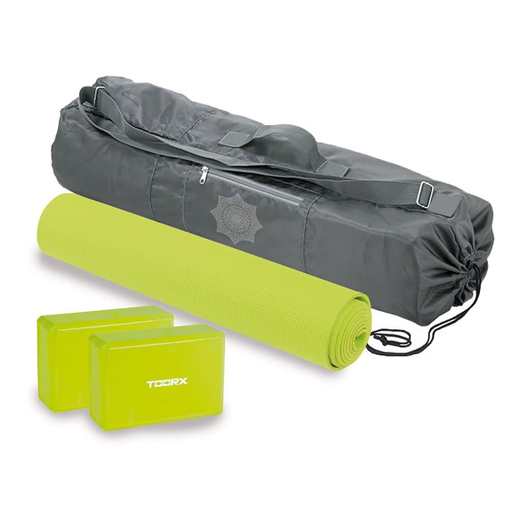 Set Yoga composto da borsa tracolla nylon con 2 tasche e disegno Mandala, materassino yoga antiscivolo, 2 mattoni Yoga AHF-101