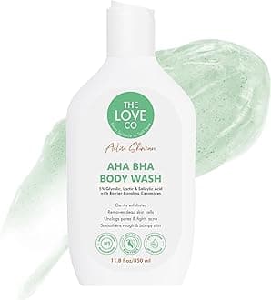 - AHA BHA Body Wash 350ml | 5% Glycolic, Lactic & Salicylic Acid | Gently Exfoliates, Fights Acne & Unclogs Pores | With Barrier-Boosting Ceramides | Sulphate-Free | Unisex