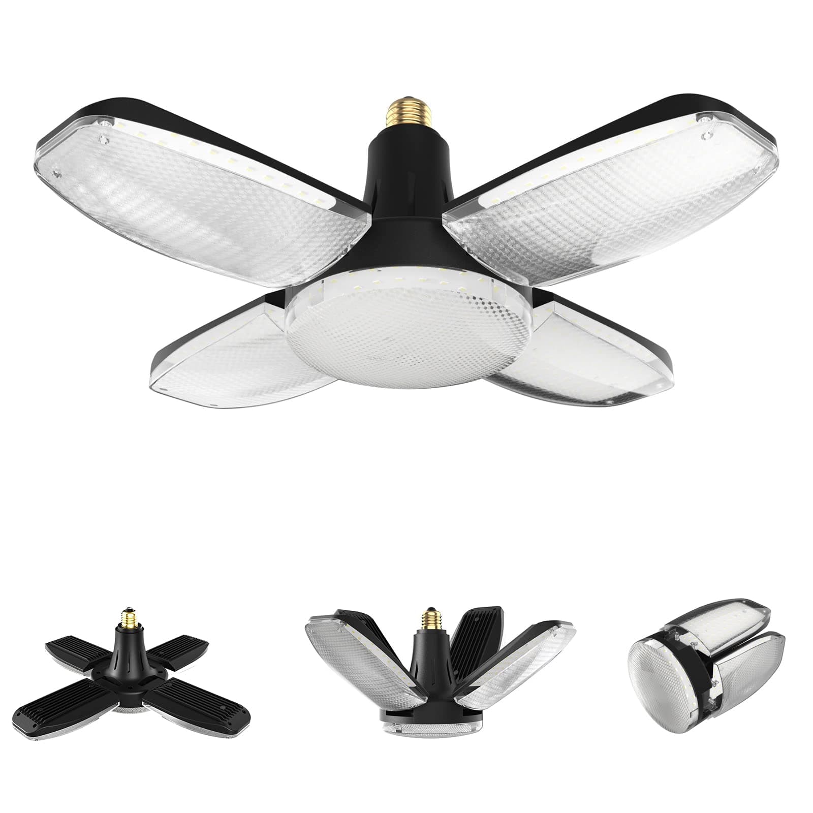 SWEALEER100W Garage Light Ceiling LED, Deformable Security Light Fixtures with 4 Adjustable Panels, 10000LM 5000K Super Bright for Garage, Shop, Warehouse, Barn, High Bay