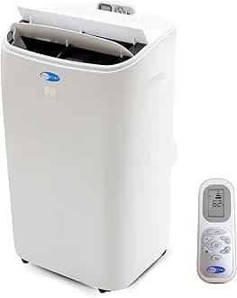 Portable Air Conditioner 14,000 BTU with Dual Hose Dehumidifier & Cooling Fan for 500 Sq. Ft. Rooms, Includes HEPA Filter, AC Unit Window Kit & Remote, ARC-147WF (10,000 BTU SACC), White