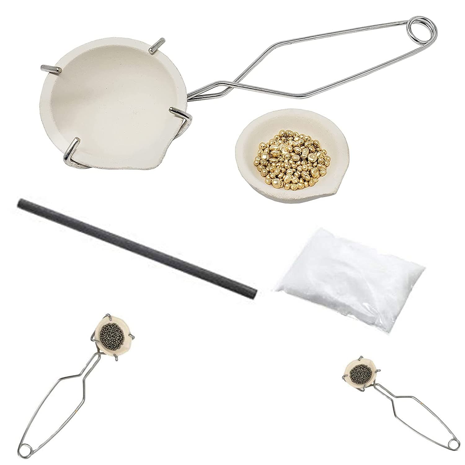 DIY Crafts 1 Pc Set, Ceramic Crucible + Borax, Borax Tong Rod Casting Torch Melting Gold Silver Crucible Gold, Silver, Copper Bras (1 Pc Set, Ceramic Crucible + Borax) As Shown 1st Image Only