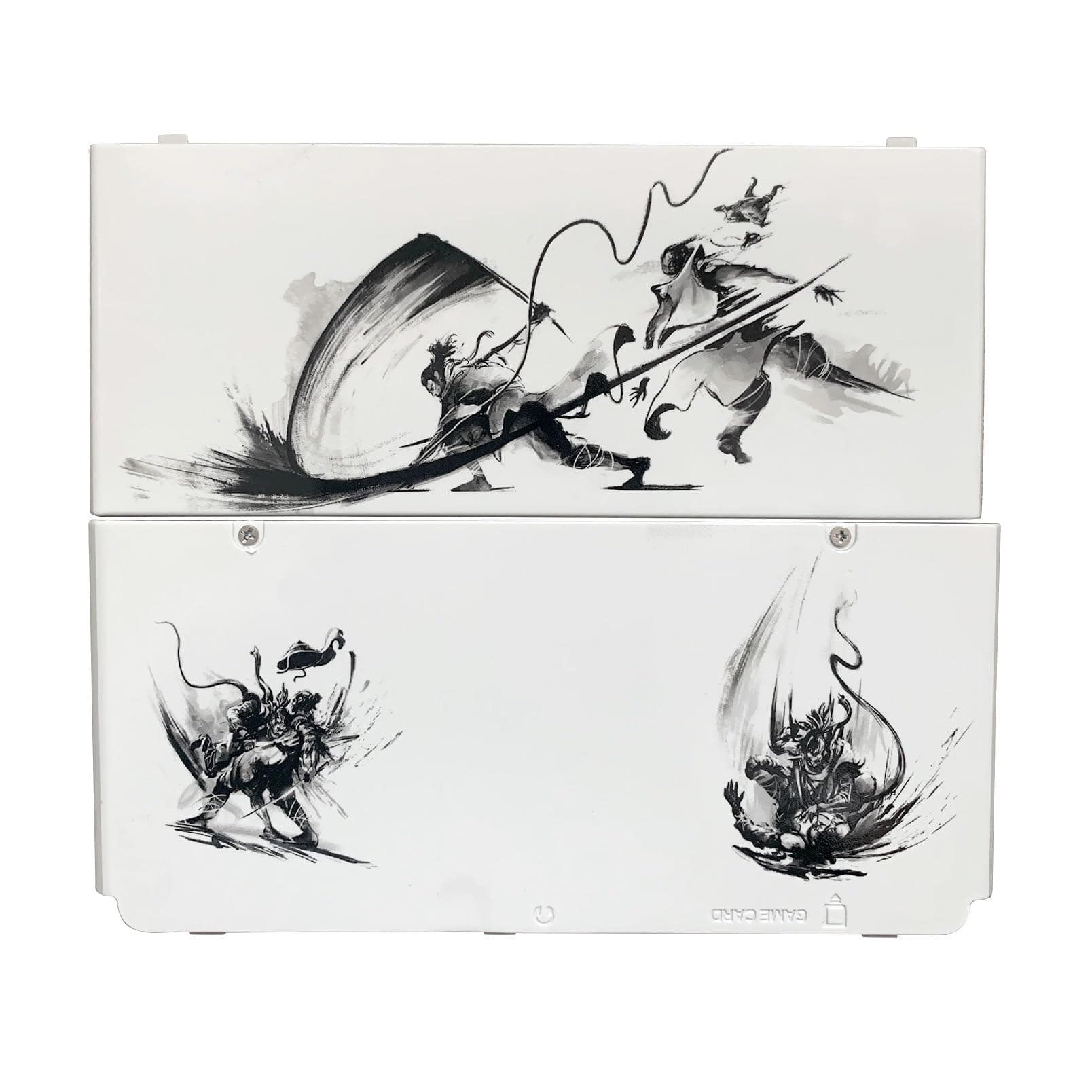 New for New3DS Extra Faceplate Replacement Cover Plate Limited White Color, for New 3DS Small Handheld Game Console, DIY Custom Ink-Wash Sekro Wolf Edition Top/Bottom Shell Coverplate Set