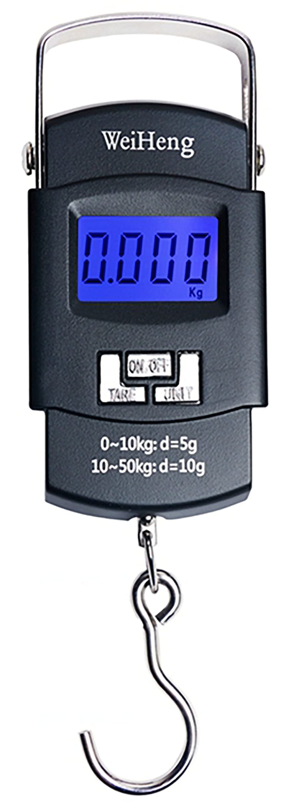 WEIHENG Precision Digital Scale, 50 kg, Black, Digital, Suspension Scale, Kitchen, Luggage, Fishing, Travel Weight
