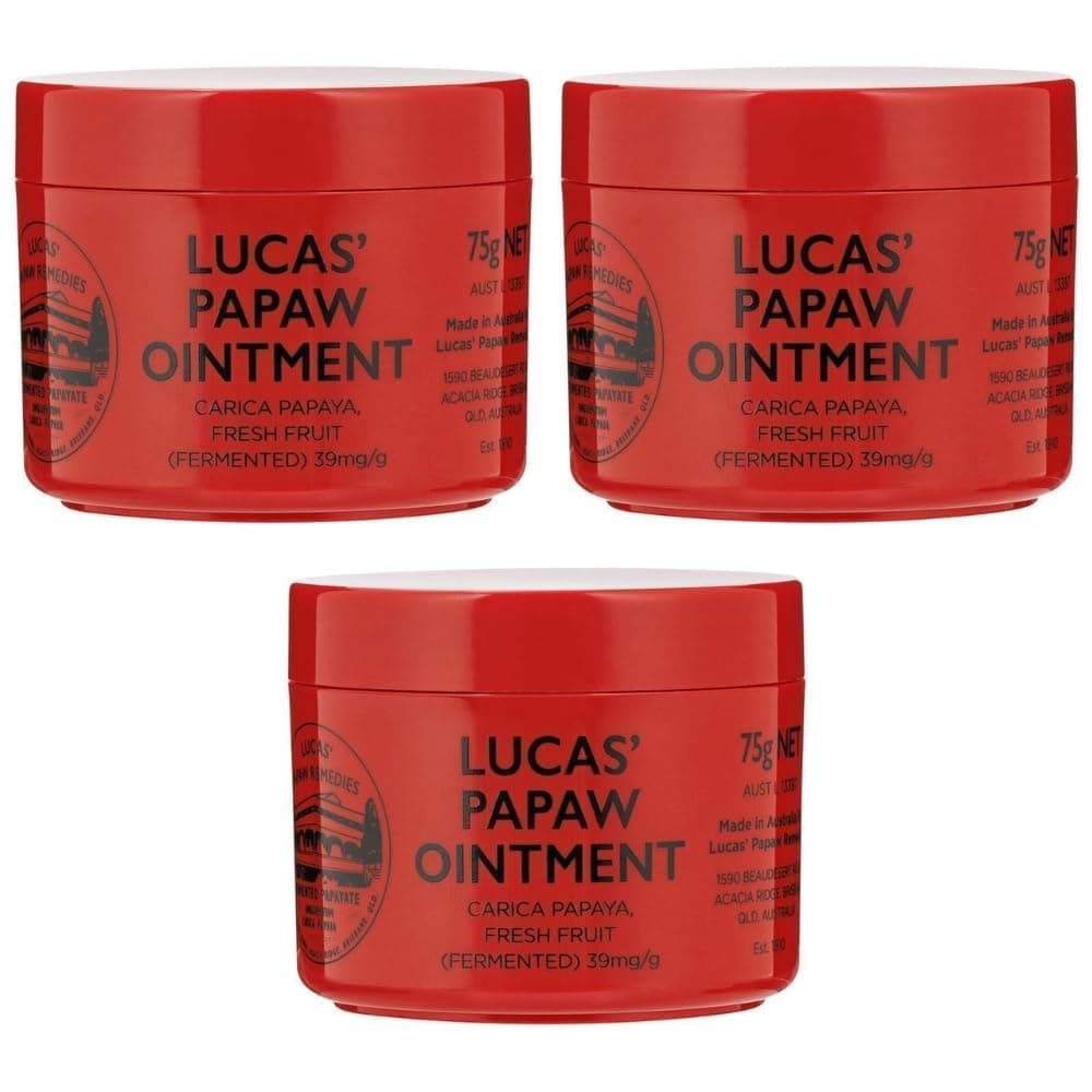 Ointment 75g Jar — 3 Pack — Fermented Papaya Multipurpose Skin Balm for Dry Skin, Cracked Heels and Everyday Care, Made in Australia