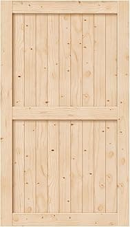 54in x 84in Sliding Barn Wood Door,Interior Doors,DIY Assemblely,Solid Natural Spruce Panelled Slab,Easy Install,Apply to Rooms & Storage Closet,H-Frame