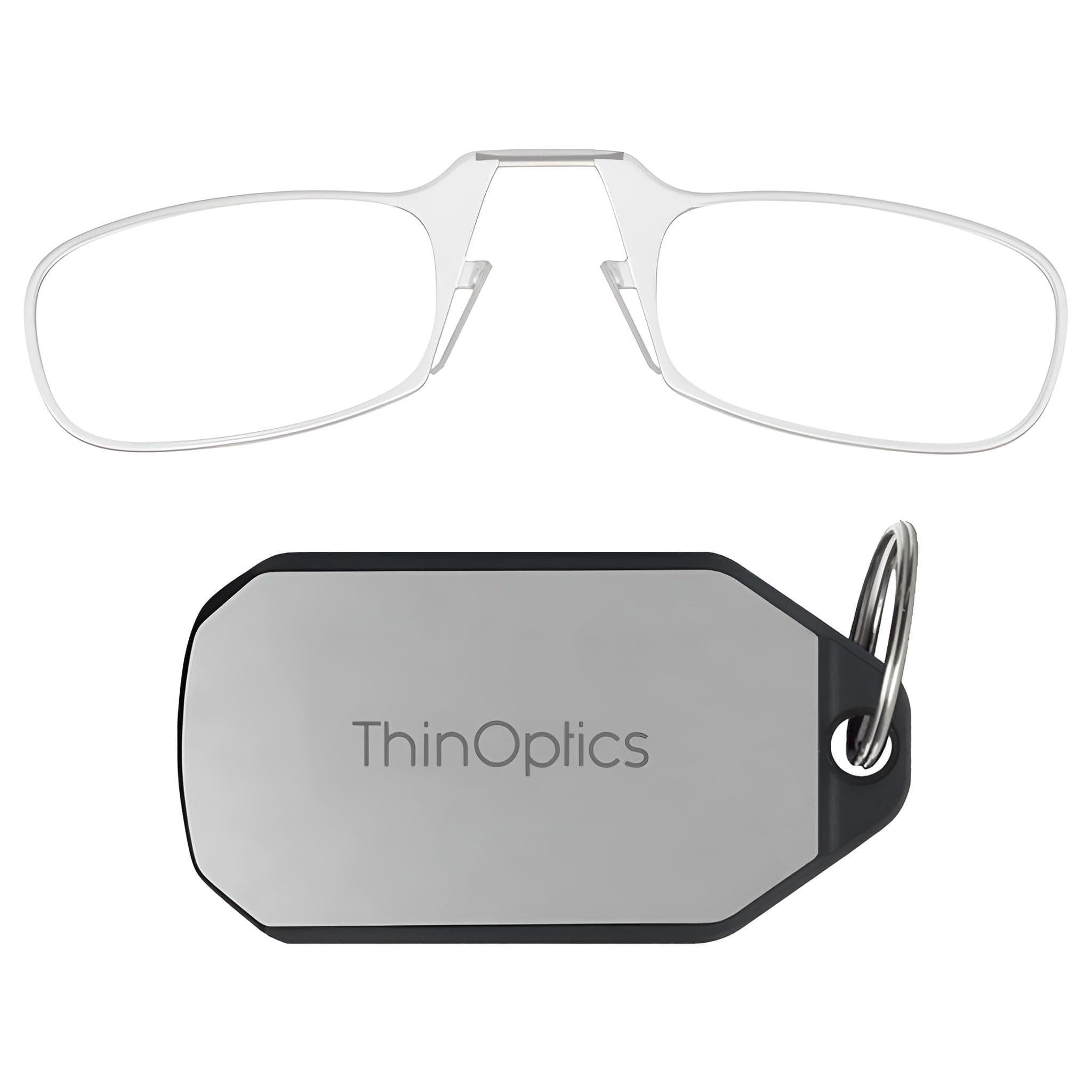 ThinOptics Reading Glasses With Keychain Case - Compact Foldable Rectangular Glasses - Clip-on Nose - 1.00 1.50 2.00 2.50 Strength With Flex-Fit Technology