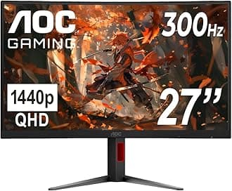 CQ27G4ZH 27" Curved Gaming Monitor, QHD 2K 2560x1440, 1500R VA, 300Hz 0.3ms, HDMI x2, DP x1, Height Adjustable Stand, Xbox PS5 Switch Compatible, 3-Year Zero-Bright-dot