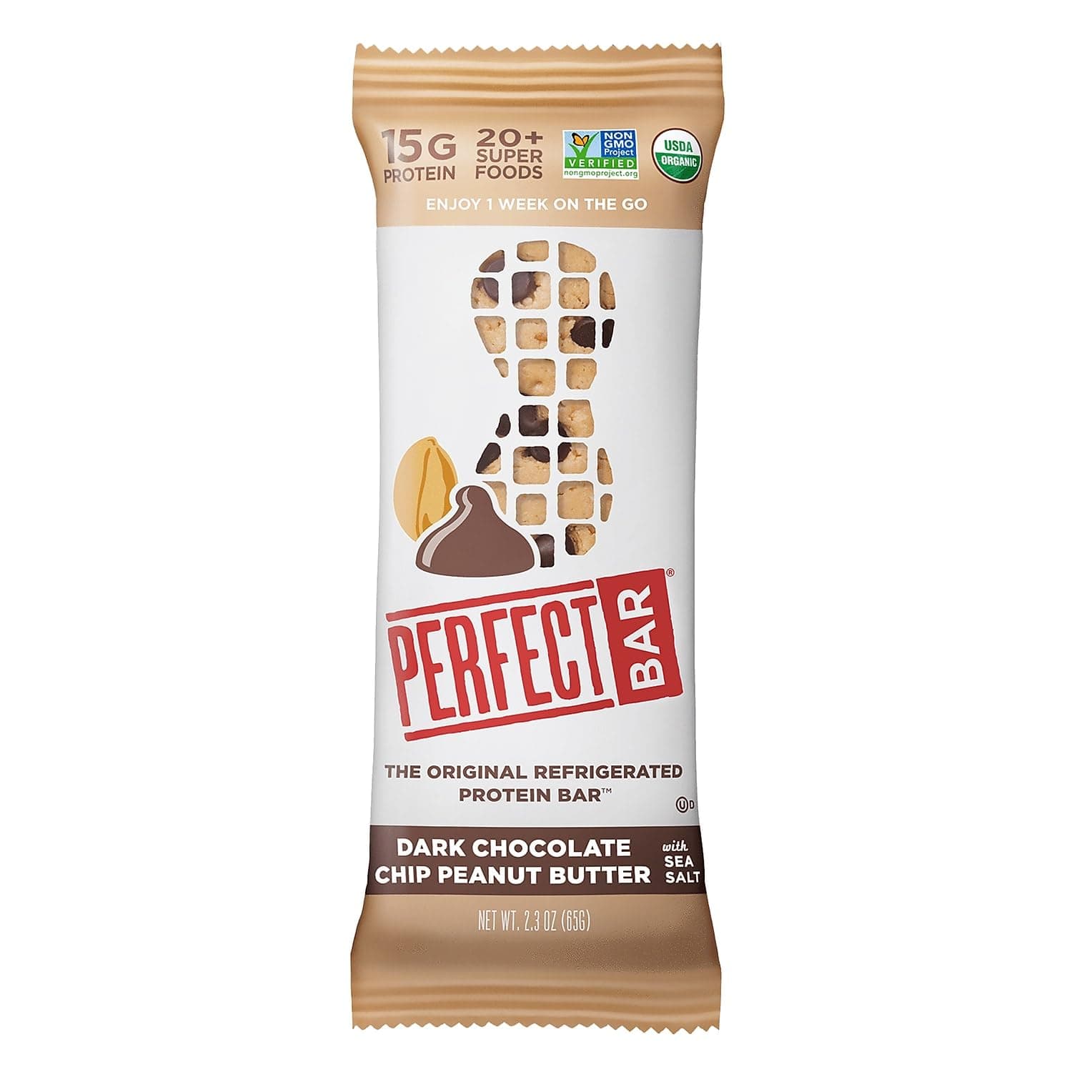 Perfect Dark Chocolate Chip Peanut Butter Bar, 2.3 Ounce -- 16 per case.