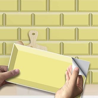 Alwayspon Wall Tile Transfers Sticker for Home Decor, Peel and Stick Self-Adhesive Splashback, Stick on Tile Decals for Living Room Kitchen Bathroom Decor, Yellow, 9 Pieces