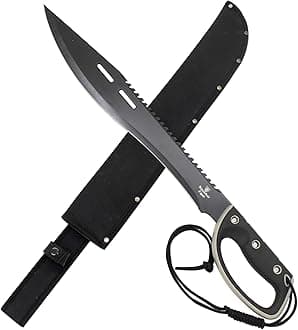 Snake Eye Tactical Full-Tang Machete – Heavy Duty Fixed Blade Survival Tool with Reinforced Nylon Sheath for Camping, Hunting, and Bushcraft