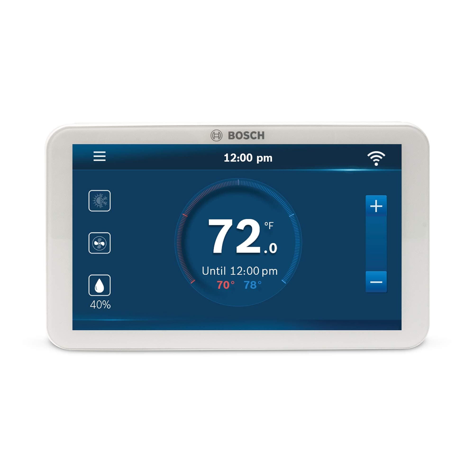 Bosch Large 5-Inch Full-Color Touch Screen Sleek Easy Setup Connected Control Smart Phone Wi-Fi Thermostat for 24V HVAC Systems with Bosch Connected Control App