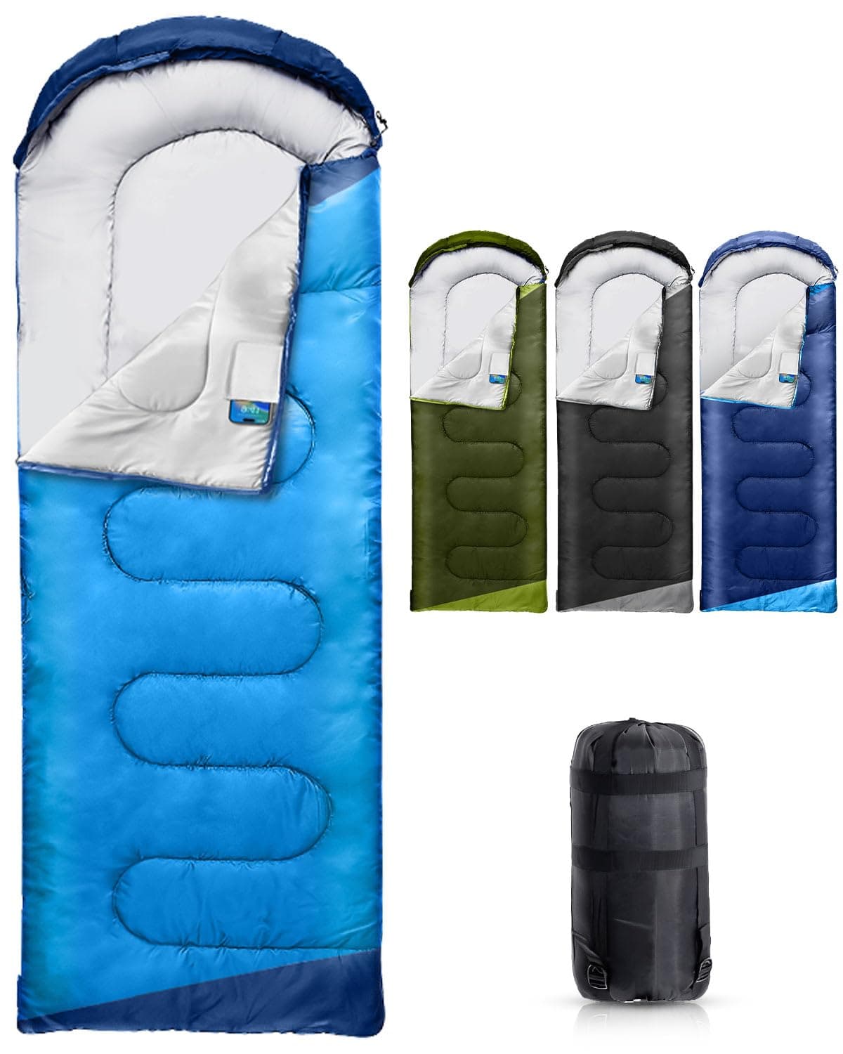 Rantizon Sleeping Bags for Adults Backpacking Lightweight Waterproof- Cold/Warm Weather Sleeping Bag for Mens Kids Boys Girls Camping Essentials Hiking Outdoor Travel Hunting with Compression Bags