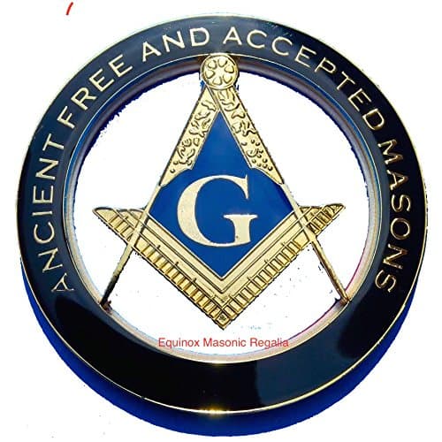 AF&AM Master Mason Auto Emblem Elegant Black and G