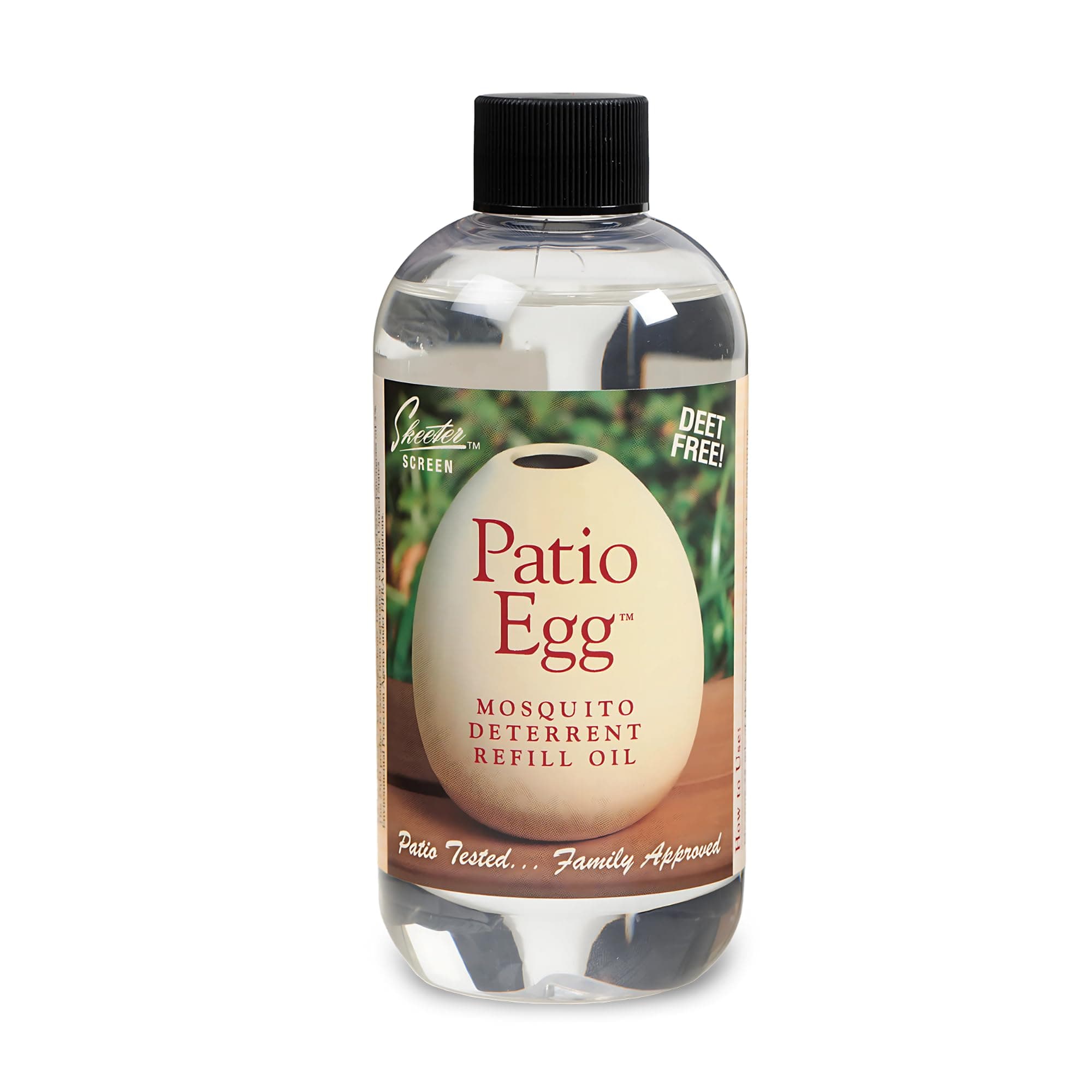 Skeeter Screen 90602 Patio Egg Refill Oil – 8 Fl Oz Bottle – Essential Oil Blend with Geraniol & Lemongrass – for Use with Patio Egg Diffuser – DEET-Free, Long-Lasting, Natural Scent