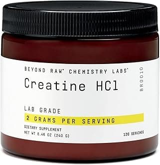 BEYOND RAW Science-Backed Creatine HCl Powder, Lab Grade, for Muscle Strength and Growth, Energy Production, Athletic Performance, Cognitive Support, Cellular Hydration, 120 Servings