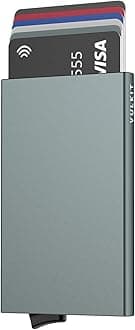 Pop Up Wallet, Slim Minimalist Credit Card Holder For Men and Women RFID Blocking Mini Metal Case Space Grey