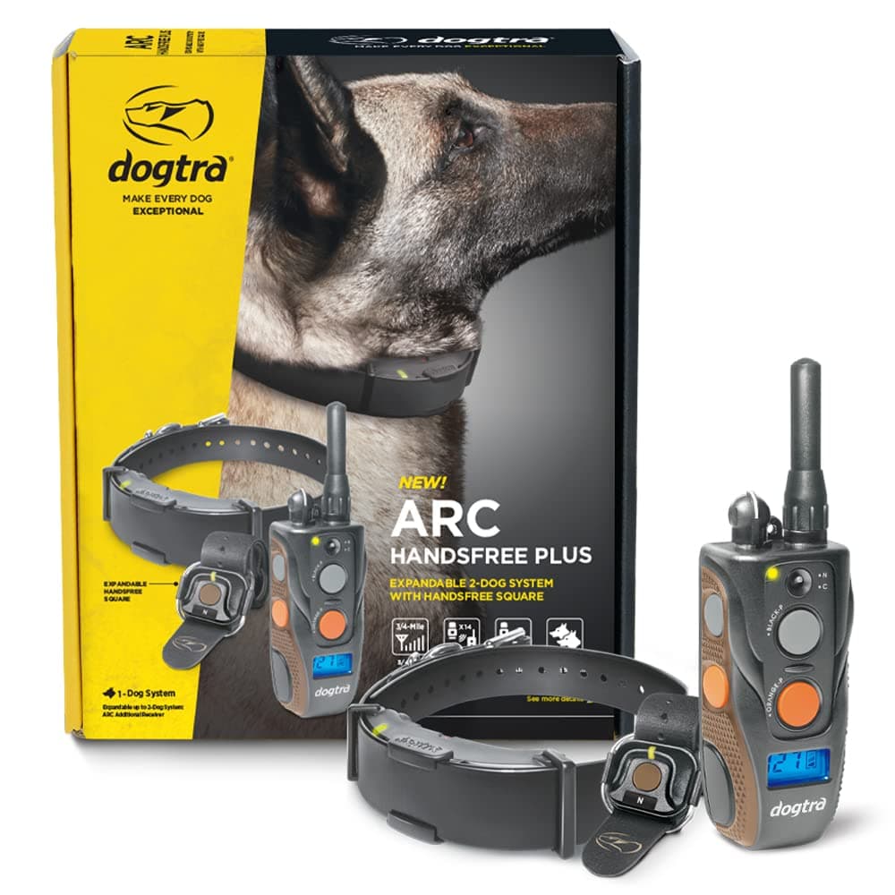 ARC HANDSFREE Plus Expandable to 2-Dog Remote Dog Training E-Collar with HANDSFREE Square for Discreet and Precise Control Slim Ergonomic Rechargeable Waterproof 3/4-Mile Range