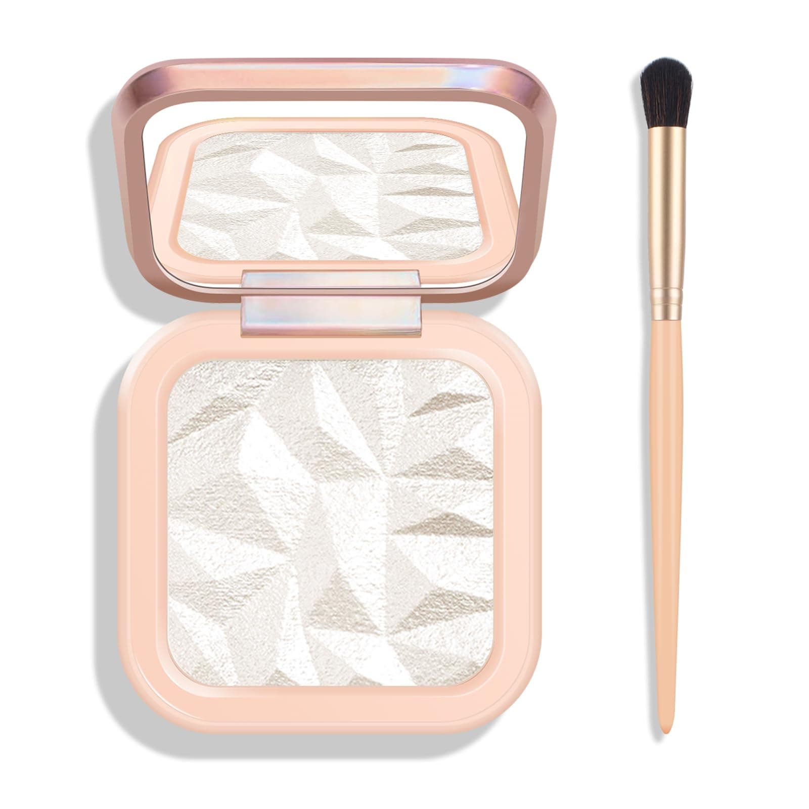 Face Highlighter Palette, High Glossy Pearl White Face Illuminator Palette, Natural Shimmer Smooth Baked Highlighter Makeup, Lasting Sparkling Baked Pressed Powder- PEARL