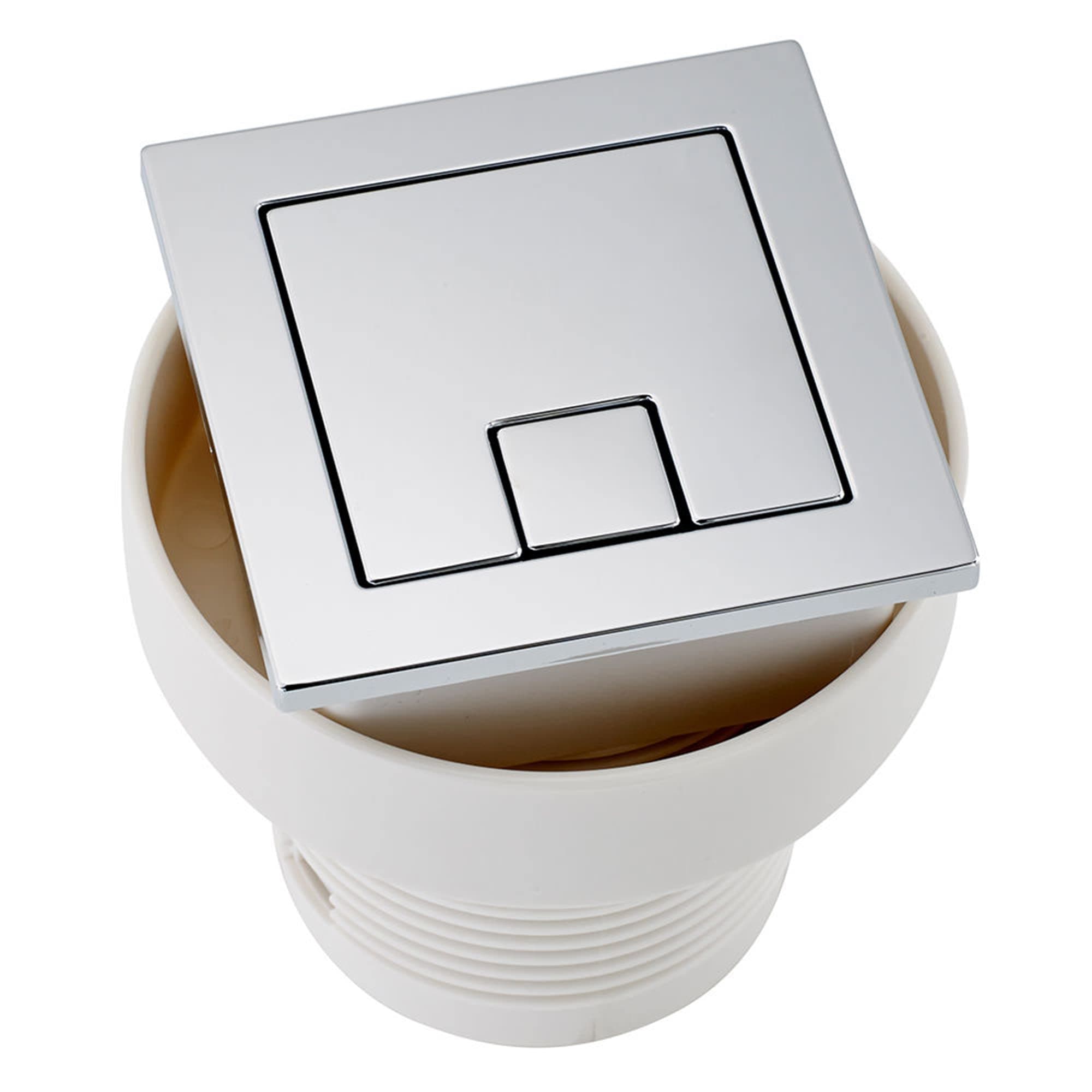 The Home Store Square Toilet Cistern Push Button Dual Air Pneumatic Flush Chrome Bathroom