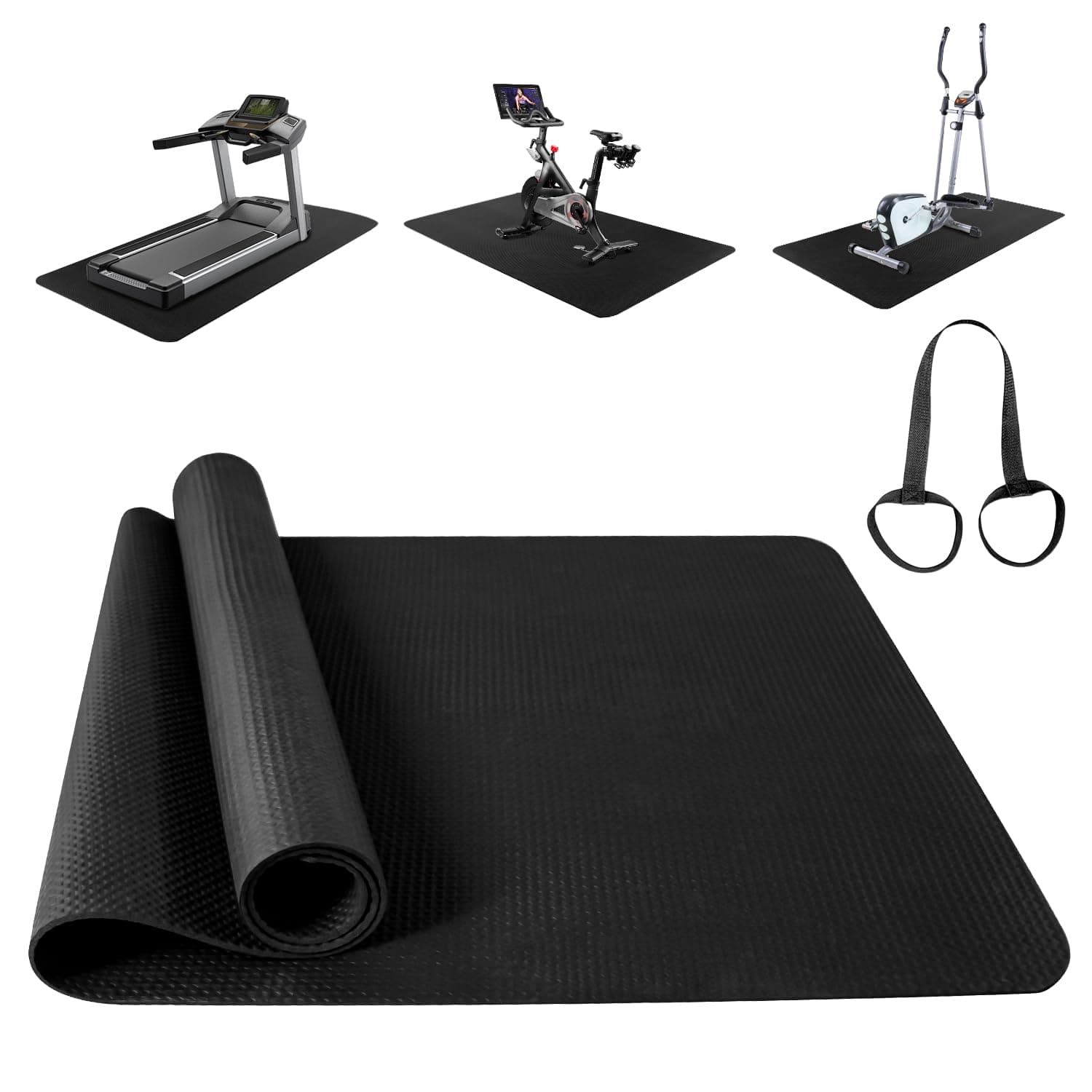 Treadmill Mat,Exercise Bike Trainer Mat, Exercise Equipment Mat,Elliptical Machine Mat,Protective Floor Mat for Under Stationary Bike, Spin Bike, Fitness Equipment (60 x 120 x 0.5(cm))