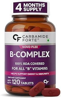 Carbamide Forte Vitamin B Complex Tablets - 100% RDA for B Complex Vitamins with B12, B2, B3, B5, B6, B9 & B1 | Vit B-complex for women & men - 120 Vegetarian Tablets