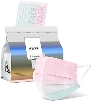 FWPP Disposable Face Masks Wide Flat Earloop Individually wrapped 3 layer Spunlace Non-woven Fabric Pink Blue Gradient 50pcs