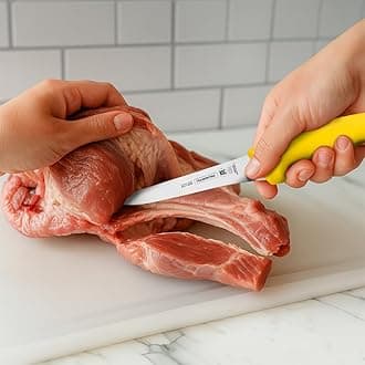 Professional 5 Inches Boning Knife with Stainless Steel Blade and Yellow Polypropylene Handle with Antimicrobial Protection