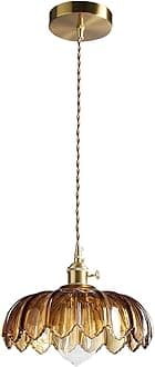 XZHGCEE Pendant Lights Kitchen Island: Amber Glass Hanging Light Fixture with Rotating Switch, E26 Base - Modern Lighting for Dining Room, Bedroom & Living Room