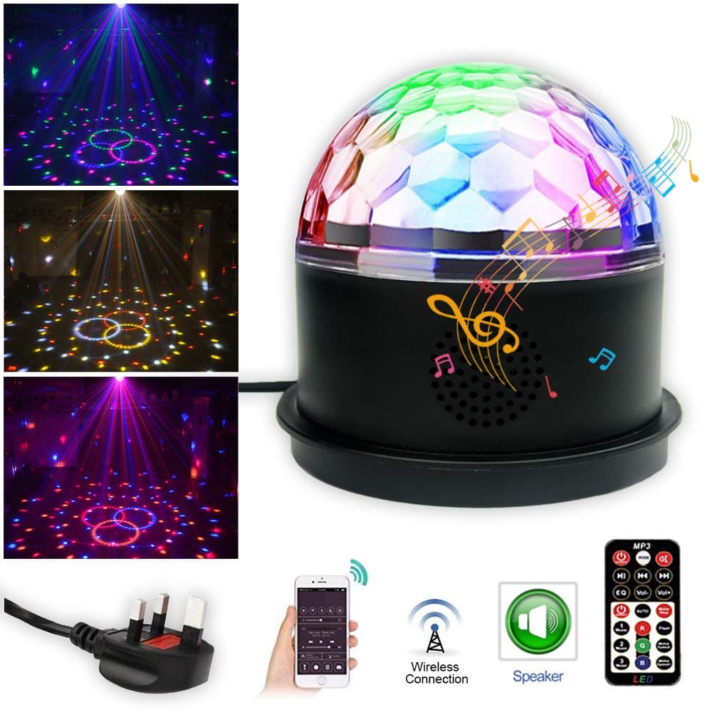 Disco Ball Party Lights, Bluetooth Speaker Dj Disco Lights 9 Colors Strobe Lights Magic Ball Dj Equipment Sound Activated Stage Lights with Remote Control for Christmas KTV Bar Home Party Wedding Club
