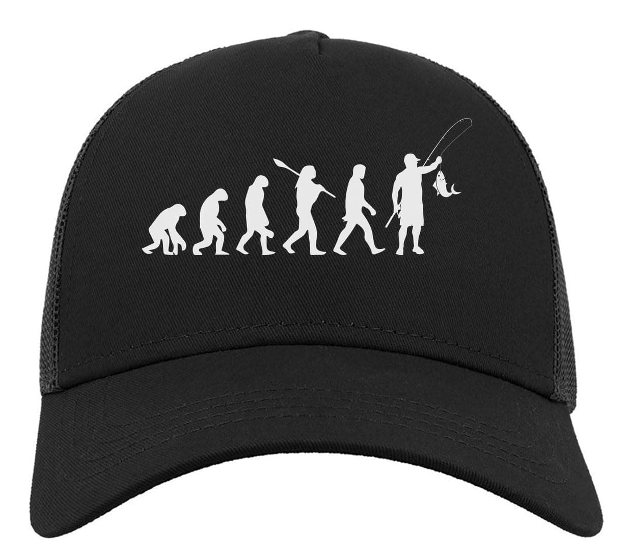 Human Evolution Fishing Half Mesh Cotton Trucker Cap Baseball Hat Black