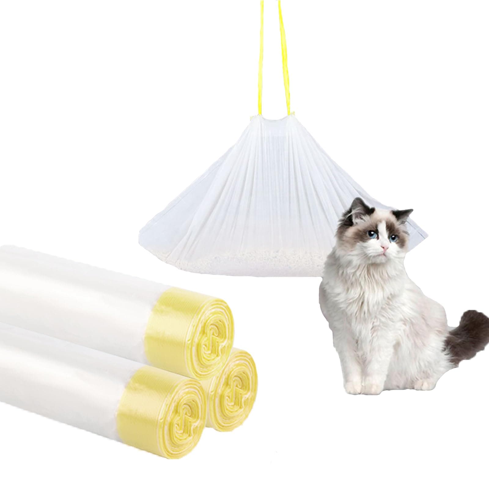 30Pcs Cat Litter Tray Liners - Cat Litter liners with Drawstring Large Scratch Resistant and Leak Proof Cat Litter Bags Heavy Duty Liner Bags for Medium Pet Cat Litter Box Liners(45X94CM)