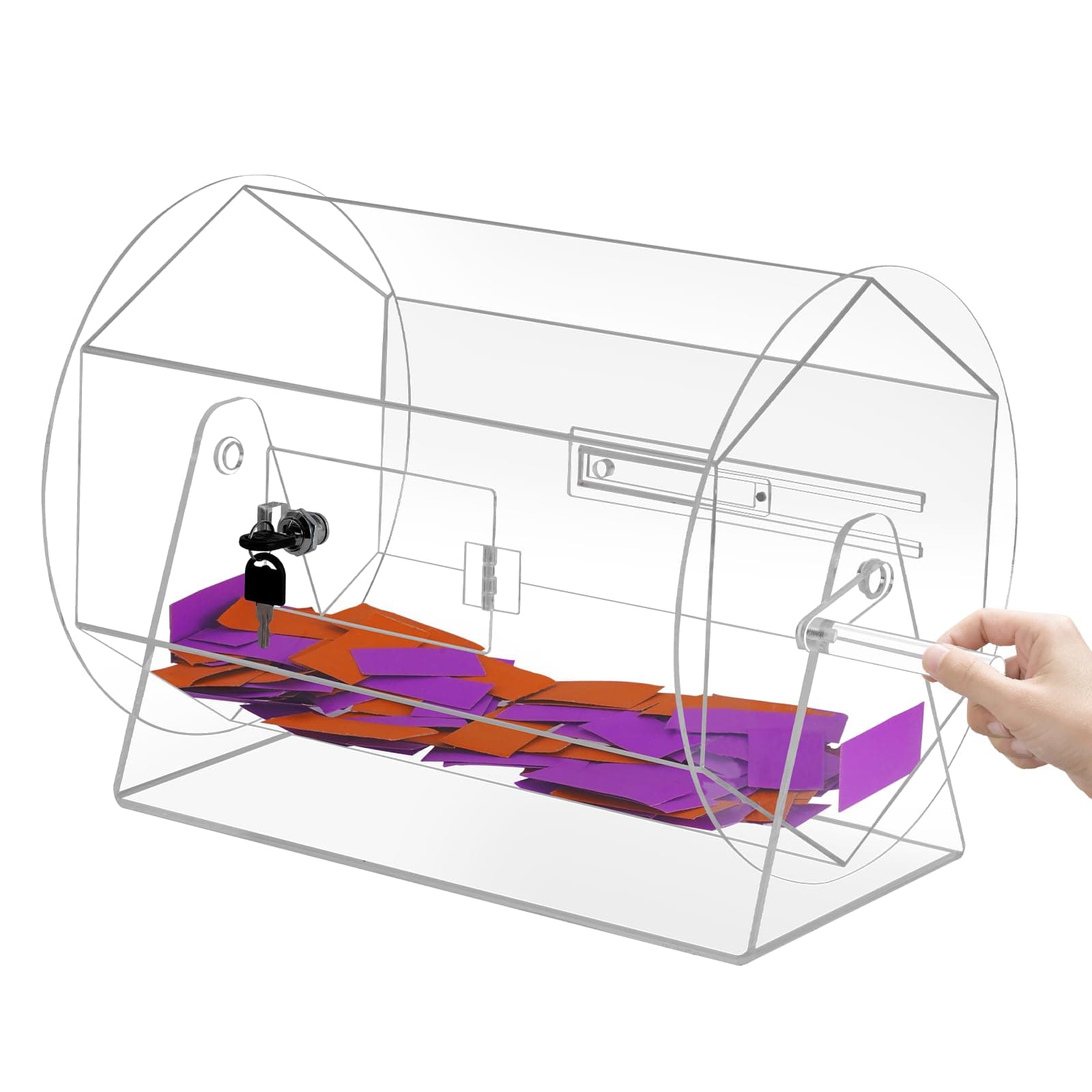YUCHENGTECH Acrylic Raffle Drum Raffle Ticket Spinner Clear Raffle Ticket Spinning Cage Raffle Ticket Box for Lottery Games Bingo Raffle Balls Holds Up 5,000 Tickets