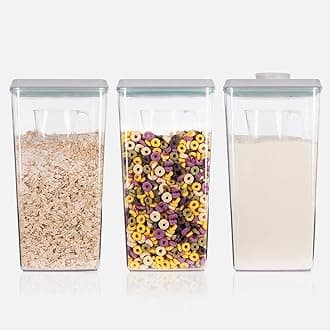 - Ankou Airtight Pop Cereal Container, 3300ml Each Large Cereal Containers with Scoops Food Storage Canister Dispenser Perfect For Cereal Flour Spaghetti Rice Kitchen Organizing 3.5qt