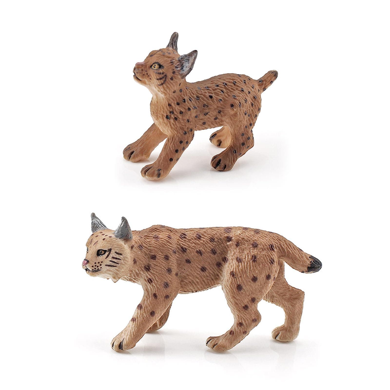 2 Pcs Lynx Figurine Plastic Lynx Model for Christmas Birthday Decoration
