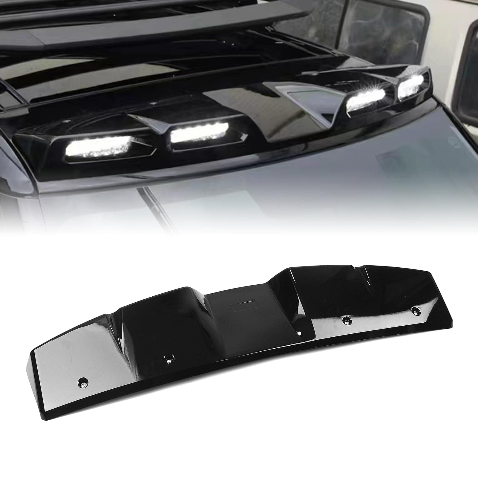 Front Roof Light Bar DRL 4 Light For Land Rover Defender 90 110 2020-2025 Gloss Black