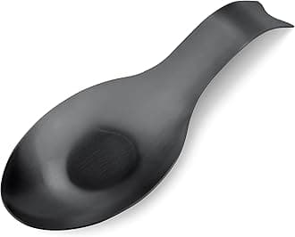Stainless Steel Spoon Rest, Spatula Ladle Holder, Stainless Steel Utensil Spoon Rest Holder, Brushed Finish, Dishwasher Safe 9.8 x 3.7 Inch (1PC, Fishtail - Black)