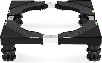 W B D WEIBIDA Furniture Appliance Base with 4 Dolly Feet, Max Weight 400LBS, Adjustable Width 16” to 24.4”, Height 4.1" to 5.1" Furniture Appliance Base for Dryer, Refrigerator and Washer, Black