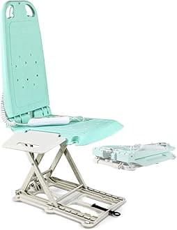 Portable Floor & Bath Lift – 26V 51.8Wh Battery, Lightweight 19 lbs, Foldable, 330 lb Capacity, IP68 Waterproof Lift for Seniors, Ergonomic Seat with Removable Panels (Aqua Blue)