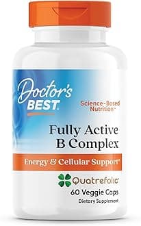 Doctor's Best Fully Active Vitamin B Complex Supplement for Men & Women - Super Complex with Methylated B12 & Folate, B6, Biotin, Pantothenic Acid, & More, Energy Support Caps - 60 Veggie Capsules