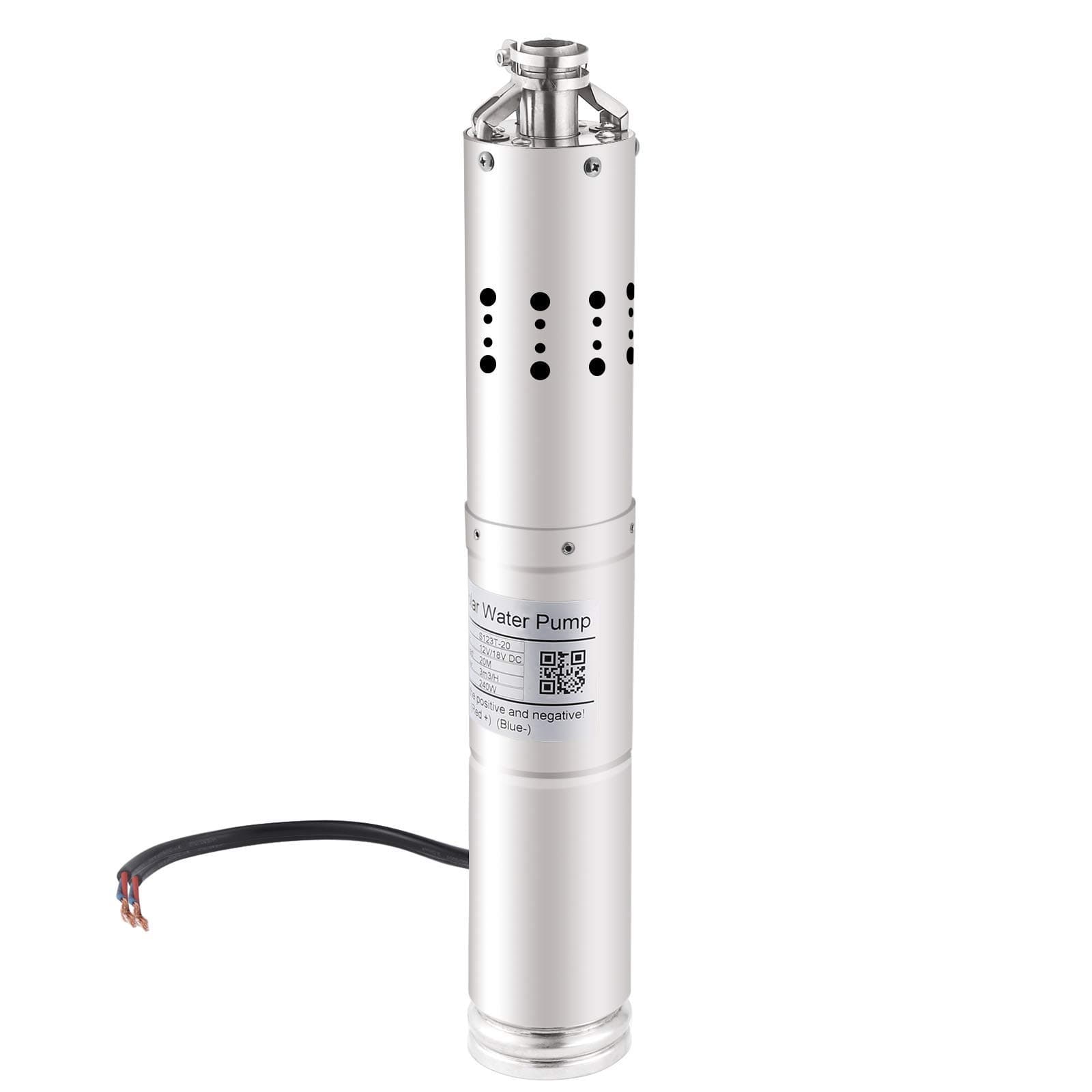 DC 48V Solar Powered Brushless Deep Well Submersible Pump 528W Screw Water Pump 1320.86GPH,98.4FT Max Lift