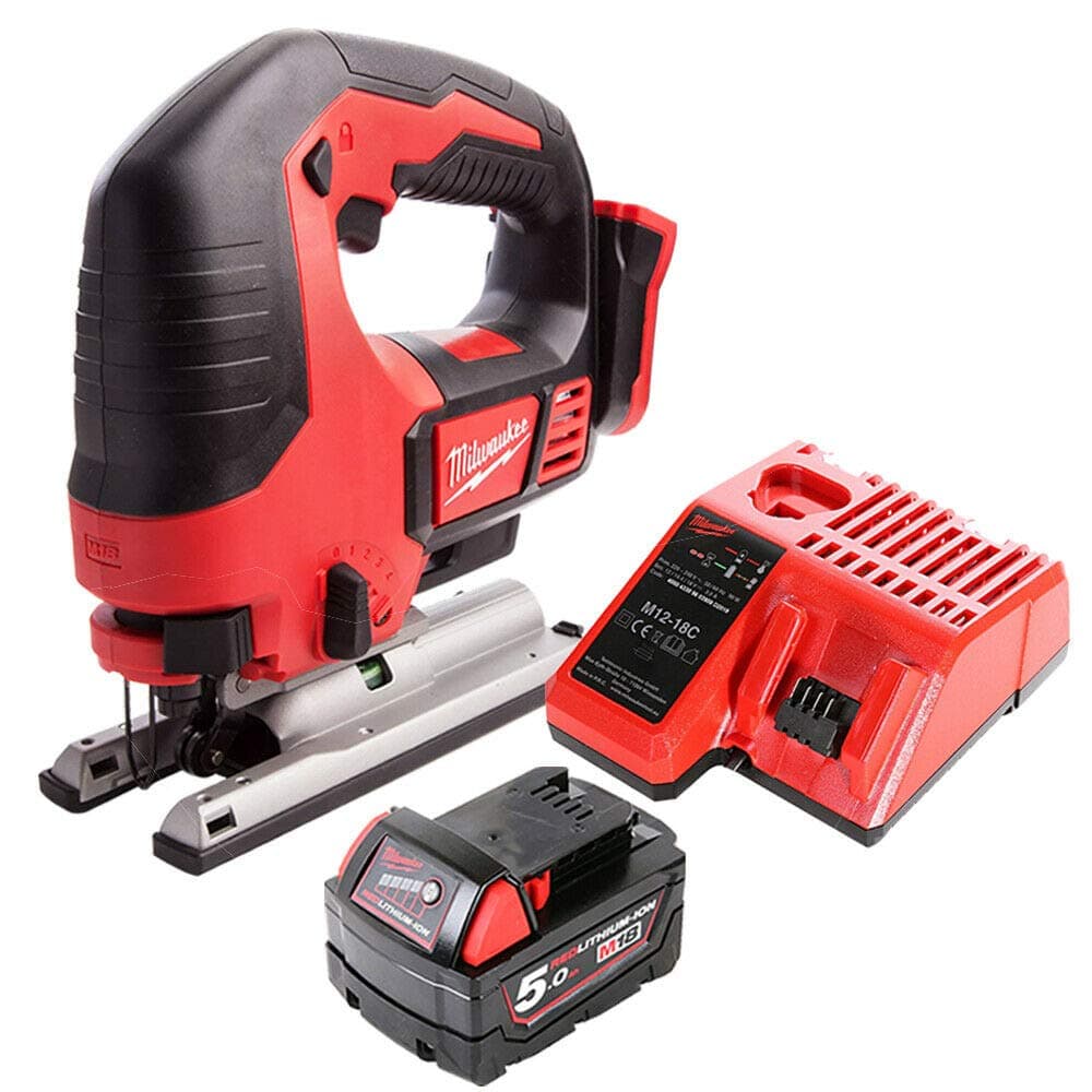 Milwaukee M18BJS-0 18v Top Handle Jigsaw with 1 x 5Ah Battery & Charger