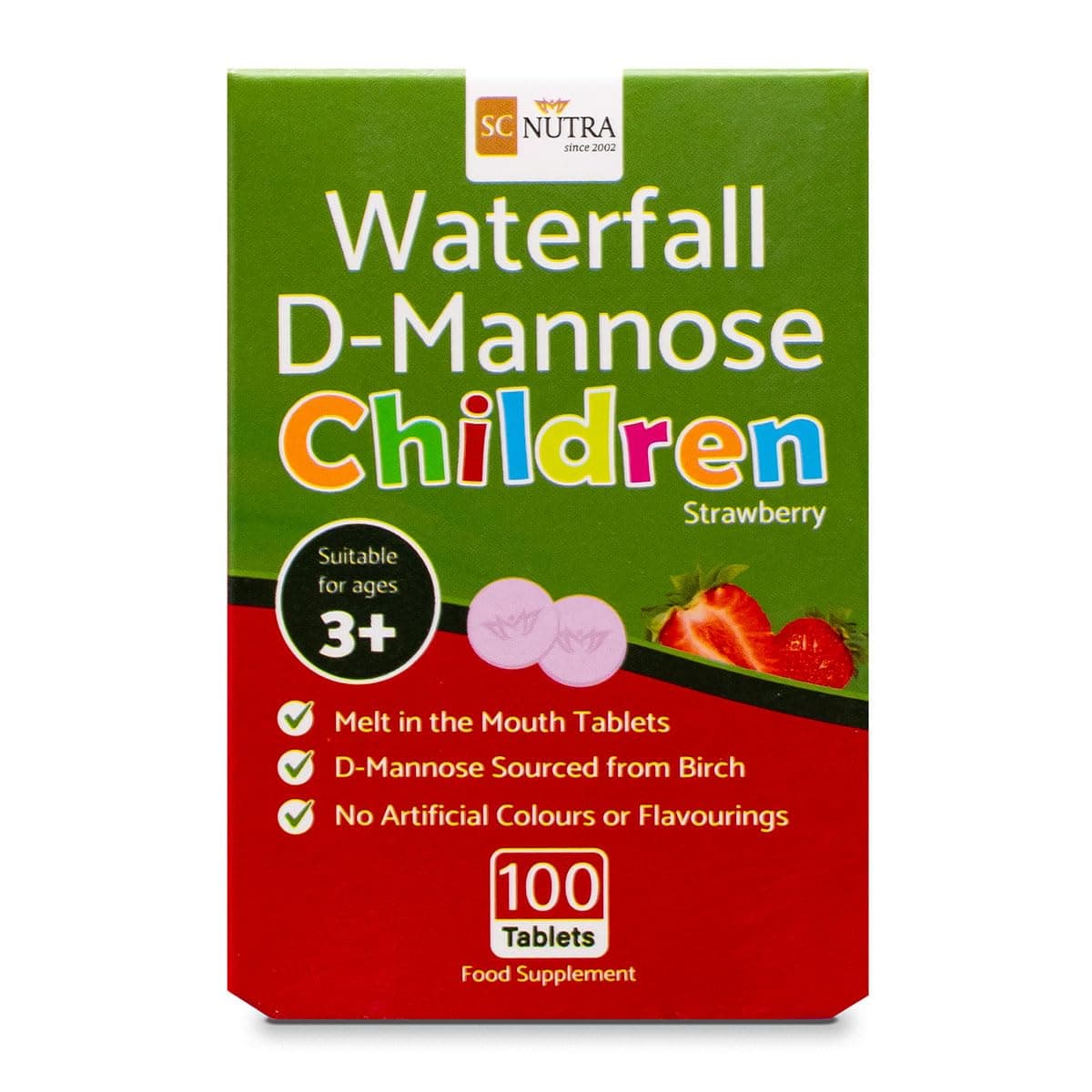Waterfall D-Mannose Tablets 250mg Strawberry