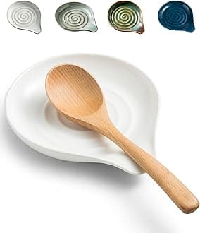 Spoon Rest for Kitchen Countertop, 5 inch Large Ceramic Spoon Holder for Stove Top,Heat-Resistant Cooking Utensil Holder for Spatula, Spoons or Tongs, Framhouse Decor for Mother's Day, White