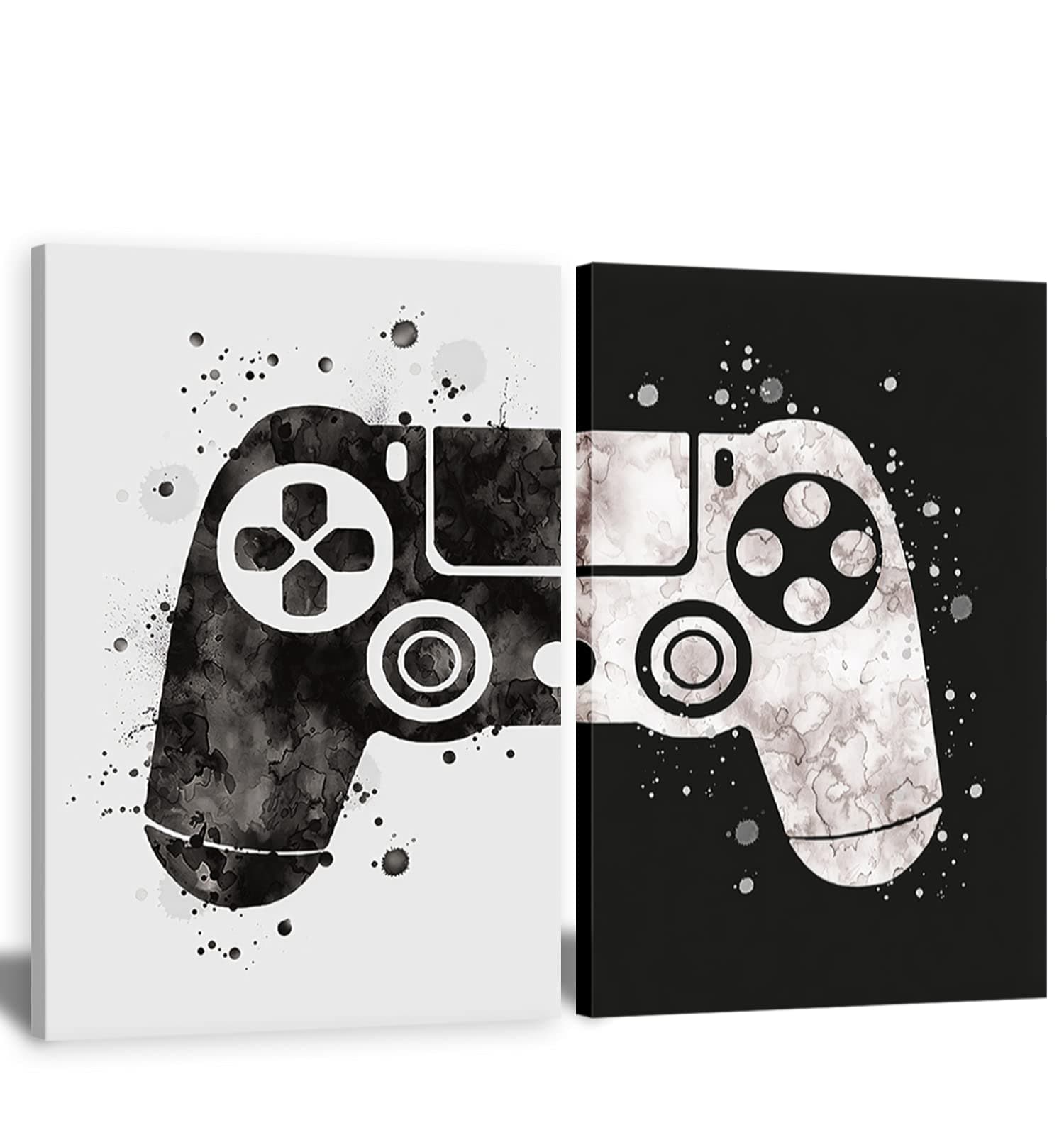 Framed Gaming Room Decor Video Game Themed Wall Art Canvas Framed Black and White Posters Prints Paintings Pictures for Kids Teen Art Gamer Print Poster Boys Decoration Playroom Boy Bedroom Home